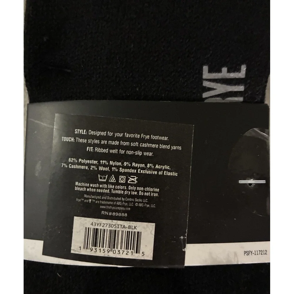 Frye Cashmere Blend Boot Socks Women's 5-10 Black Crew 8‎ Pairs NEW